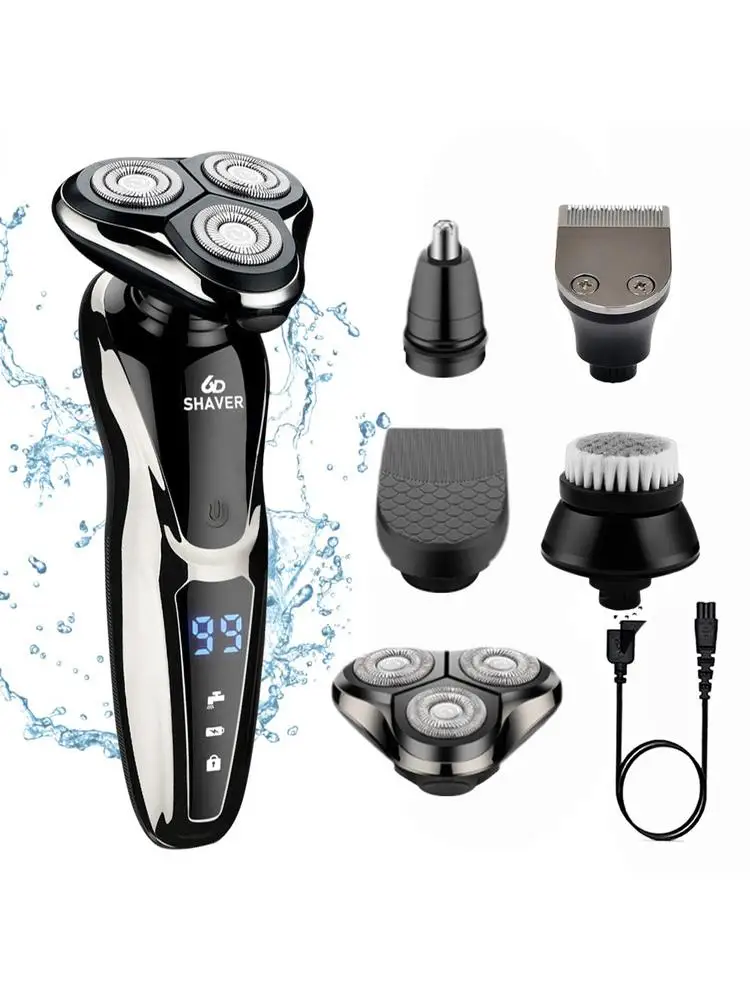 Elektrorasierer-Set, professioneller Rasierer, wasserdicht, Bart, Nase, Gesichtshaarschneider, rotierend, 3D-Schwimmrasur, wiederaufladbar, für Männer