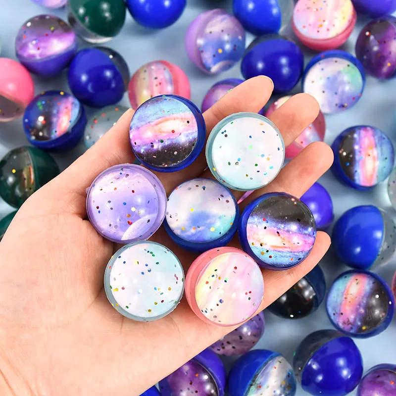 10pcs 32mm Space Planet Jumping Bounce Ball Starry Sky Planet Jumping Ball Toys Kids Birthday Party Favos Pinata Fillers Gifts