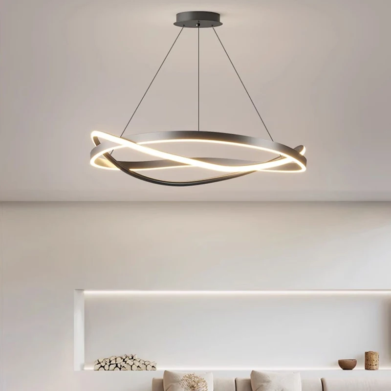 LED Chandelier Ring Black/White Home Chandelier For Living Room Dining Room Bedroom Kitchen Ceiling