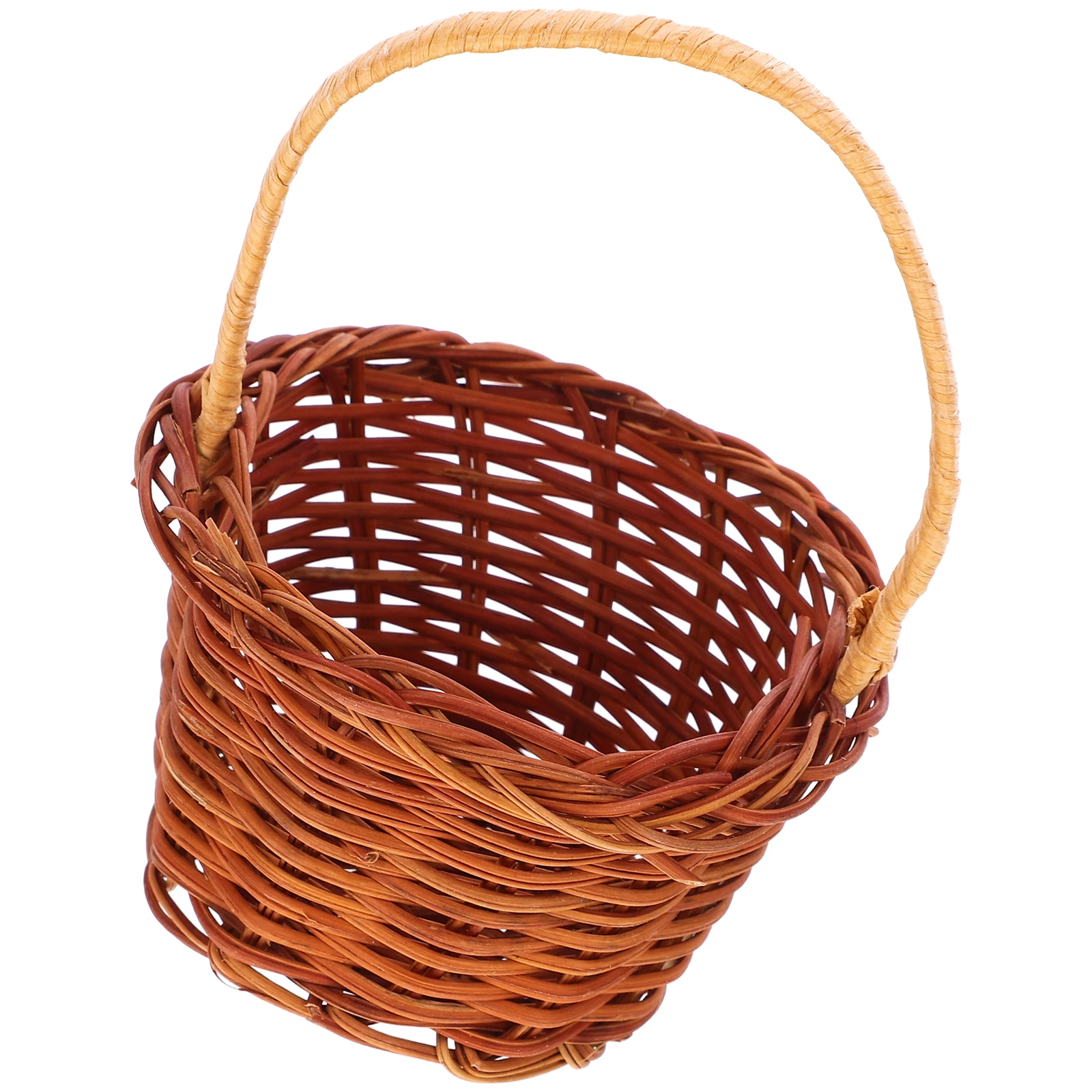 

Mini Rattan Hand Basket Woven Tiny Baskets Rustic Decor Flower Home Garden Office Wedding Miniature Model Storage