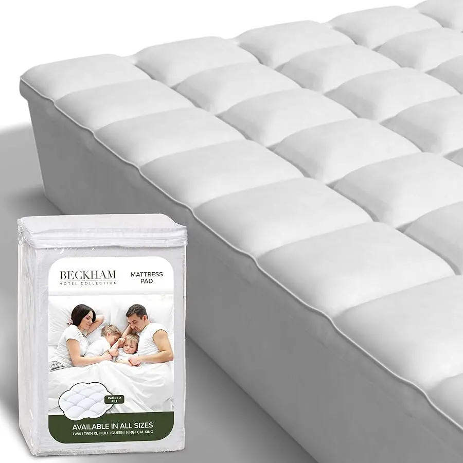 

King Size Mattress Pad (Extra Padded) & Protector Hybrid - Quilted Pillow Top Mattress Co er - Thick, Plush, Fitted Mattress Top