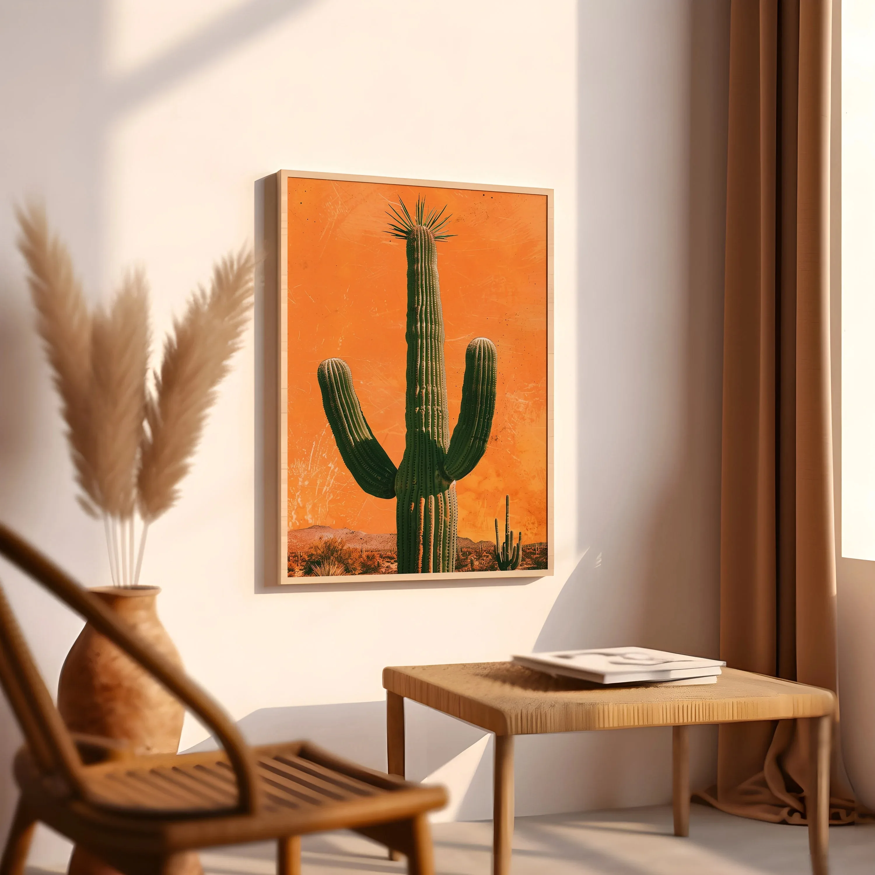 Vintage Western Art Print Cactus Retro Cowboy Cowgirl Art Southwestern Boho Art Sonoran Desert Arizona Print Terracotta Prints