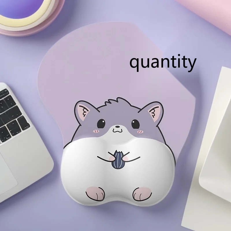 3D Cartoon Silicone Wrist Rest Mouse Pad Hamster Paw Shape Cute Office Gaming Ergonomic Desk Mat