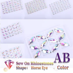 Sew On Rhinestone AB Leaf Shape Flatback Glass Crystals For Clothing Wedding Dresses Shoes Bags All For Decoration DIY