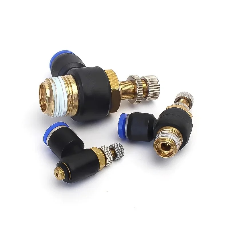 SL Throttle Valve Pneumatic Air Connector Fitting Speed Control Regulator Valves Push In To Air Hose Tube 4mm 6mm 8mm 10mm 12mm