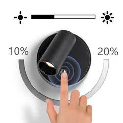 Magnetic Base USB Rechargeable LED Cordless Wall Light with Touch Switch Black White Magnet Dimmable Night light for Reading