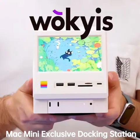 Wokyis M5 Mac Mini Docking Station Retro Expansion HD Display Screen 10Gbps Drive 8TB Hard Disk 13-in-1 Interface Expansion Hub