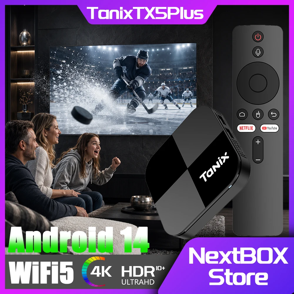 Tanix TX5 Plus Android14 TV Box Amlogic S905X5M AV1 BT DDR4 RAM 16GB ROM Wifi6 4K HDR Home Media Player 1000M Lan Set Top Box
