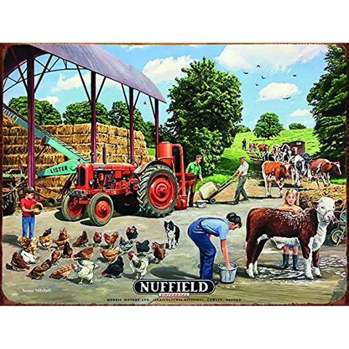 Tractor Farmyard Machinery Countryside Metal Tin Sign，Vintage Farm Metal Decoration for home farm exterior wall gift