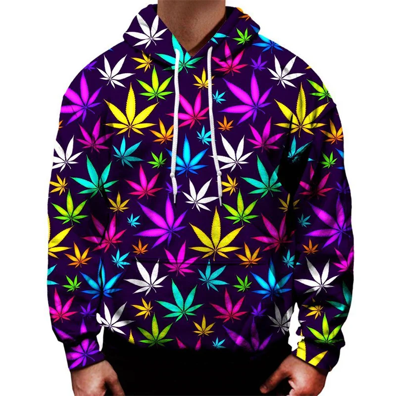 New 2024 Multi Color Plants Leaf Hoodie Men 3D Printed Flower Sweatshirt Women Long Sleeve Hoodies Tops Casual Street Pullovers