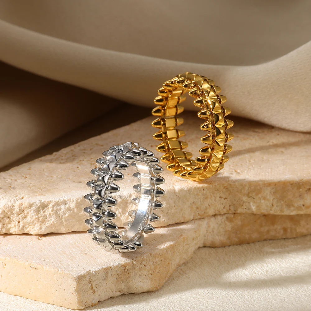 Vintage Bullet Rings for Women Gold Color Stainless Steel Geometric Rings Boho Jewelry Hip Hop Party Jewelry Gifts image 4