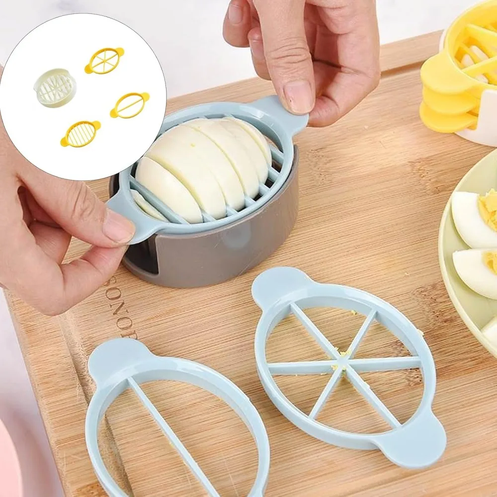 3 Pack 3-in-1 Multi Purpose Egg Slicer Cutter, Hard Boiled Egg Dicer Wedge Slicing Tool, Handheld Plastic Egg Chopper for Breakfast Salad Garnish Home Kitchen Housewarming Gift