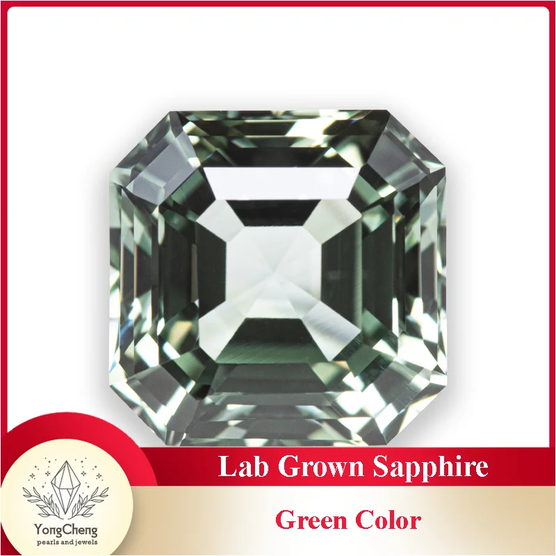 

Top Lab Grown Sapphire Square Asscher Cut Green Color VVS1 Charms DIY for Jewelry Making Materials Selectable AGL Certificate