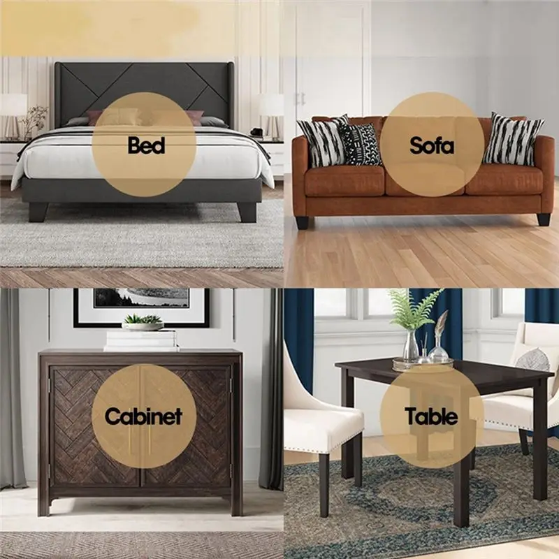 AEE8-6Inch Table Risers Height Trapezoidal L Shape Half Top Spikes Bottom Rubber Strip King Bed Riser 4 Piece Furniture Riser