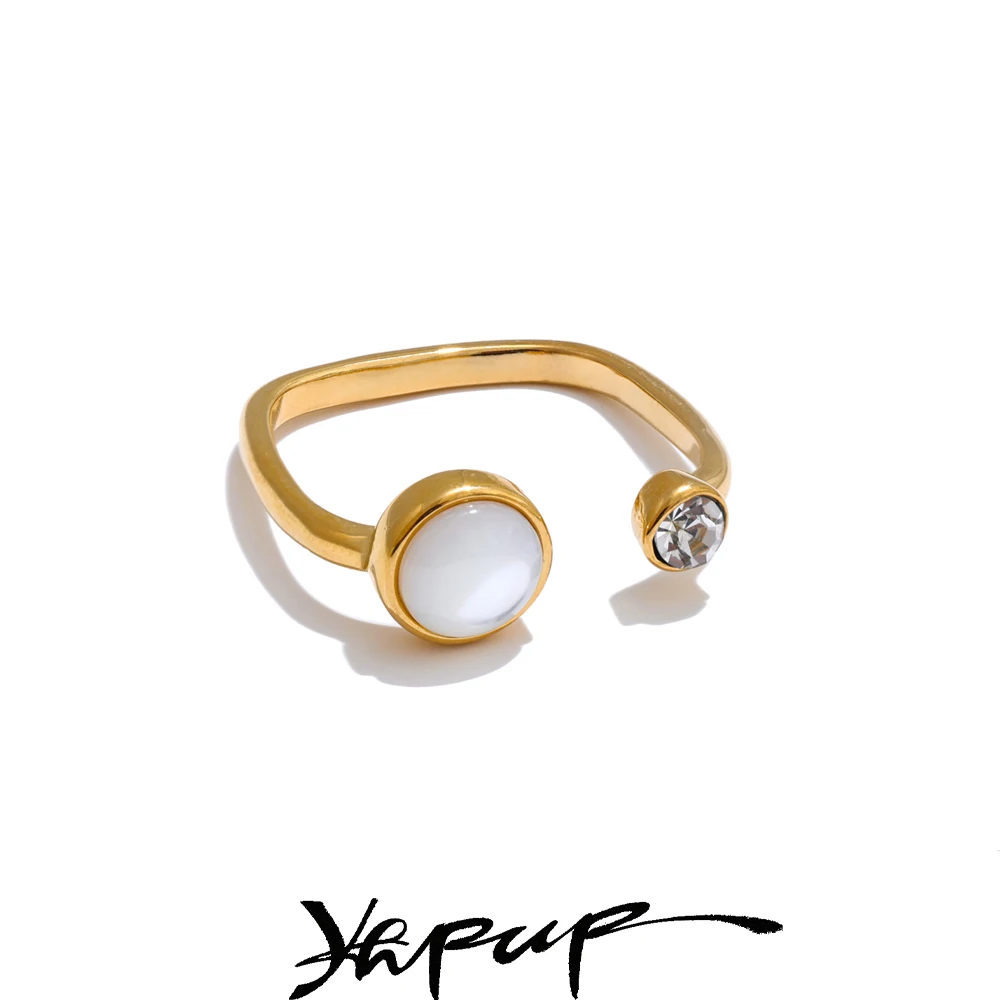 Yhpup aço inoxidável mais grosso escudo ajustável aberto anel delicado moda dedo dourado jóias acessórios diários escritório ladie