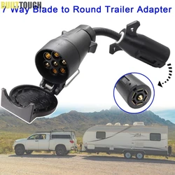 Round 7 Way to 7 Way Blade Trailer Adapter Towbar Towing Socket Plug Adapter Connector Vehicle RV Trailer Replacement Car Parts