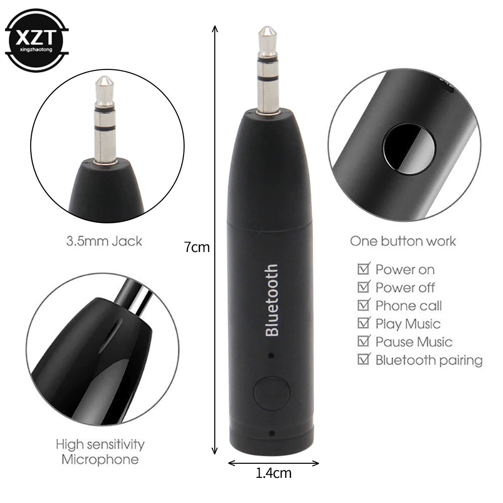 Odbiornik Bluetooth 5.0 3,5 mm Bezprzewodowy mini jack 3,5 mm AUX Zestaw głośnomówiący Stereo Muzyka Adapter audio do zestawu samochodowego Słuchawki Głośnik