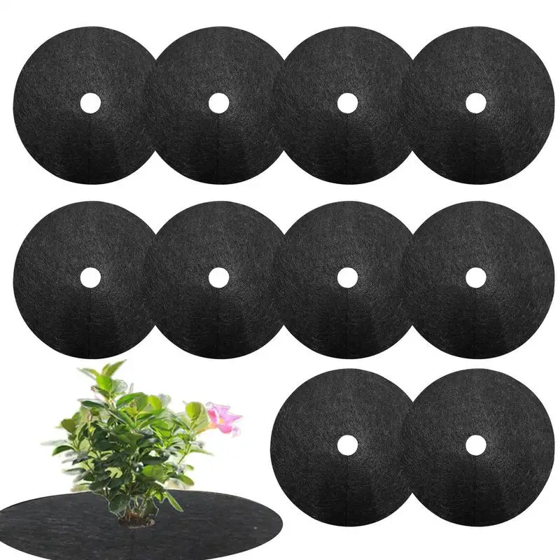 10pcs Non-Woven Tree Mulch Rings Round Anti Grass Tree Cover Degradable Plant Cover Growth Control Plant Root Protection