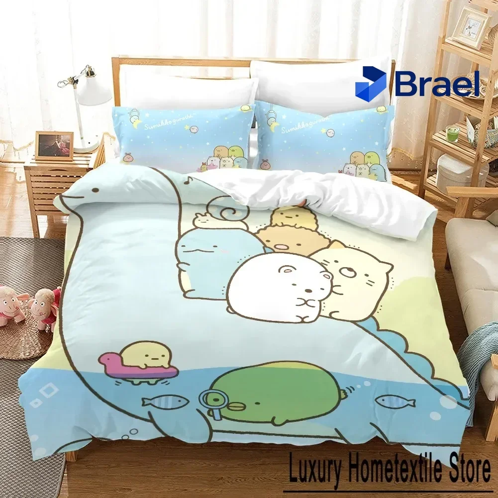 Exquisite 3D Printed Sumikko Gurashi Pattern Comforter Cover With Pillow Cover Bedding Set Single Double Twin Full Queen King Si