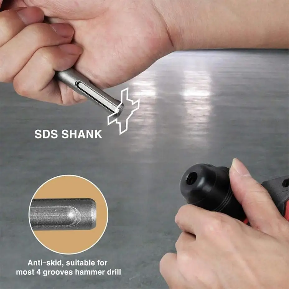 8Pcs крутительный молоток буриль набор 3/16" 1/4" 5/16" 3/8" и 1/2" SDS буриль для масонарства бетонный блок кирпич камень ударные
