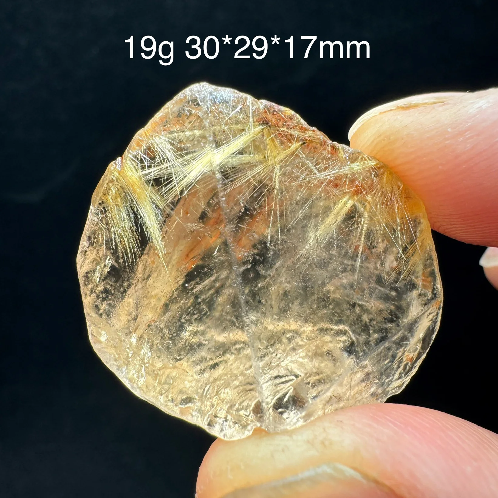Natural Gold Rutilated Quartz Hair Crystal Mineral Energy Reiki Healing Stone Home Desk Decor view 5