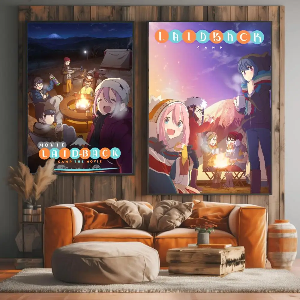 anime L-Laid-Back Camp-P Painting Calligraphy Elegant Botanical Decor for Living Room Modern Interior Design
