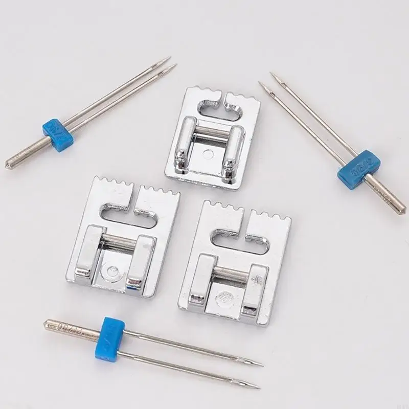Sewing Machine Double Needle for Decorative Seams and Pintucks 2/90 3/90 4/90 Twin Needle and Presser Foot Set 