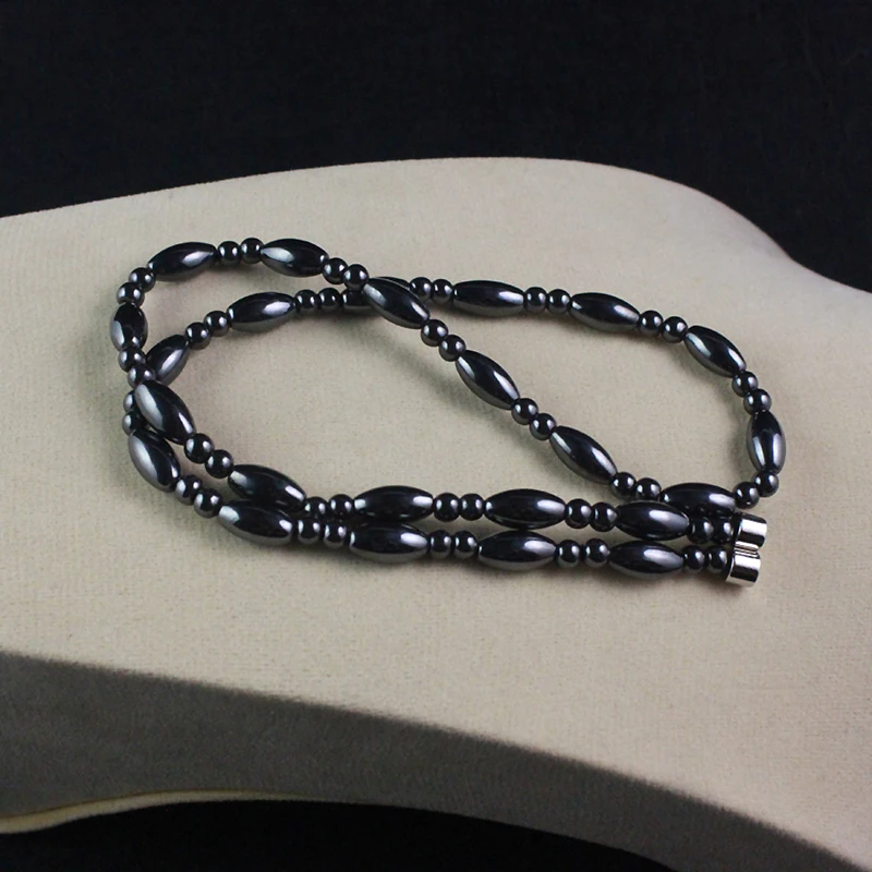 Magnetic Hematite Oval Beads Necklace for Men and Women Jewelry Gift