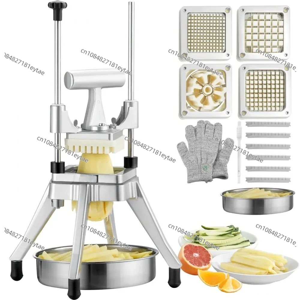 Commercial Vegetable Fruit Stainless Steel French Fry Cutter with 4 Blades 1/4