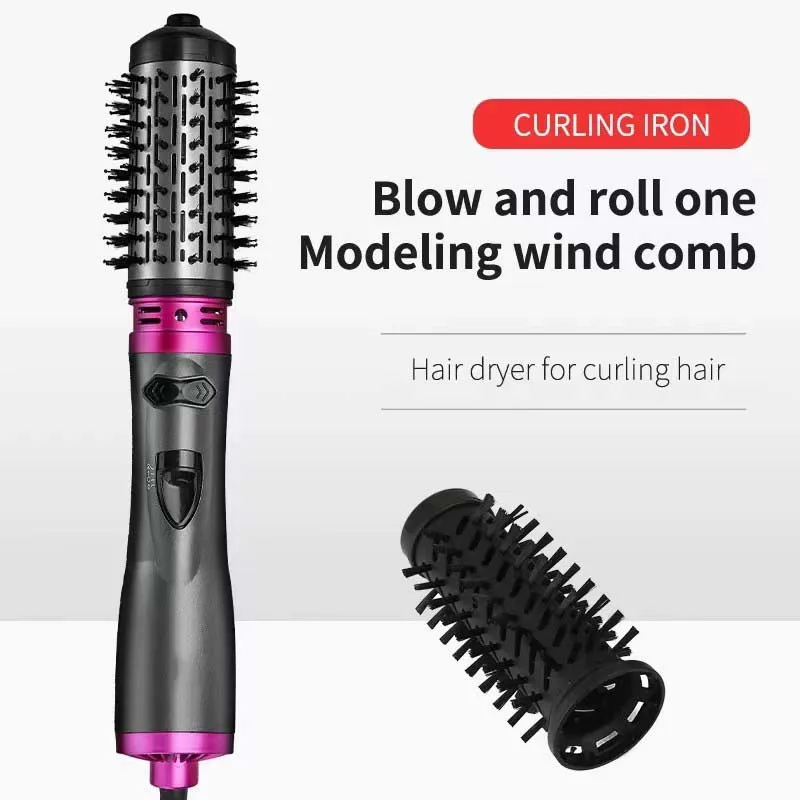 Hot Air Electric Comb Multi Function Straightening Hair Brush Set 2 In 1 Hair Dryer Brush Iron Automatic Rotating Hair Curler