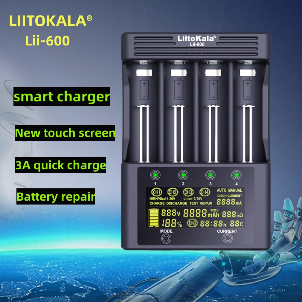 Liitokala Lii-600 Lii-M4 Lii-PD2 Lii-500S3.7V 18650 18350 18500 16340 21700 20700 26650 1.2V AA AAA NiMH Lithium-Battery Charger