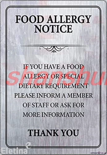 SHANSHUI Twinkle Warning Sign Food Allergy Safety Notice Metal Tin Sign/If You Have a Foo 1pc