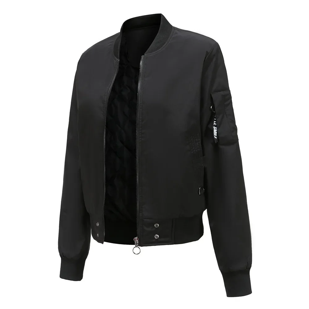 

Loose Women's Jacket Short Outerwear in Ch New Hot Sale Of The Season European Size Pure Color Flight Jacket Thick Winter V-neck