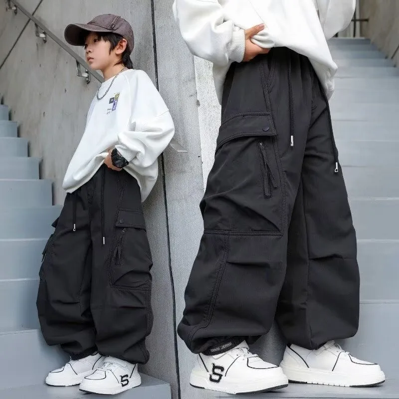 2026 Kinder Jungen Schicke Overalls UNITIM Herbst 4-14 Jahre Teenager Jungen Gerade Hose Locker Junge Elastischer Bund Hosenträger – Detail 6