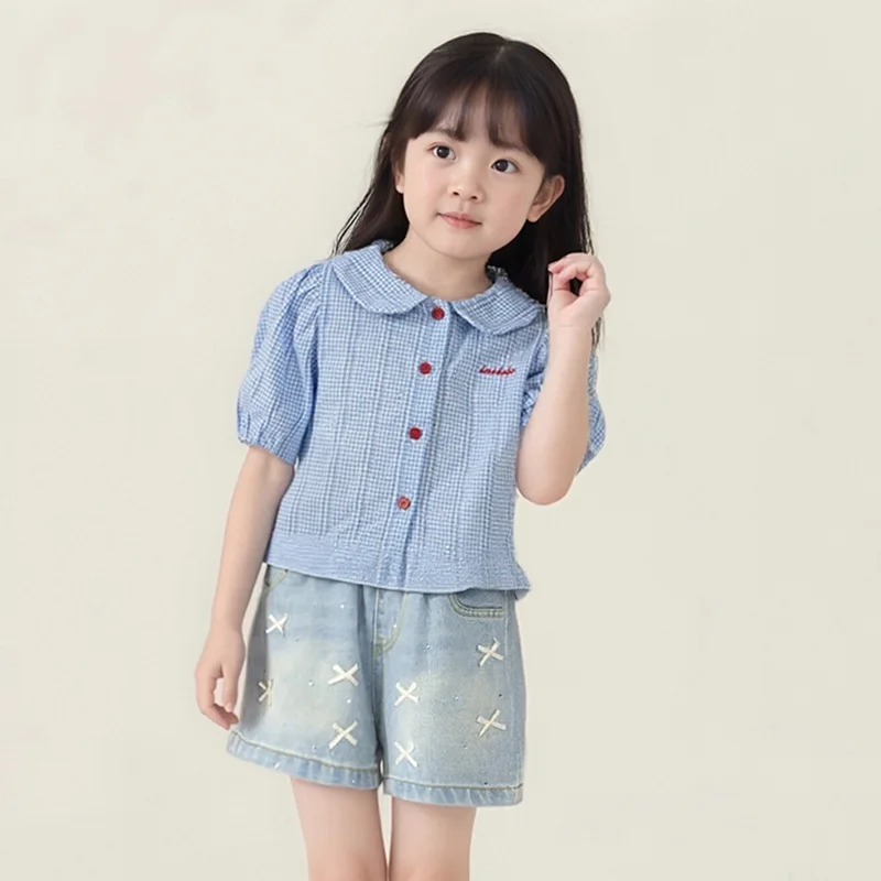 Girls Summer Denim Shorts Children's Summer Fashion Trendy Bow Korean Thin Outerwear New Pants