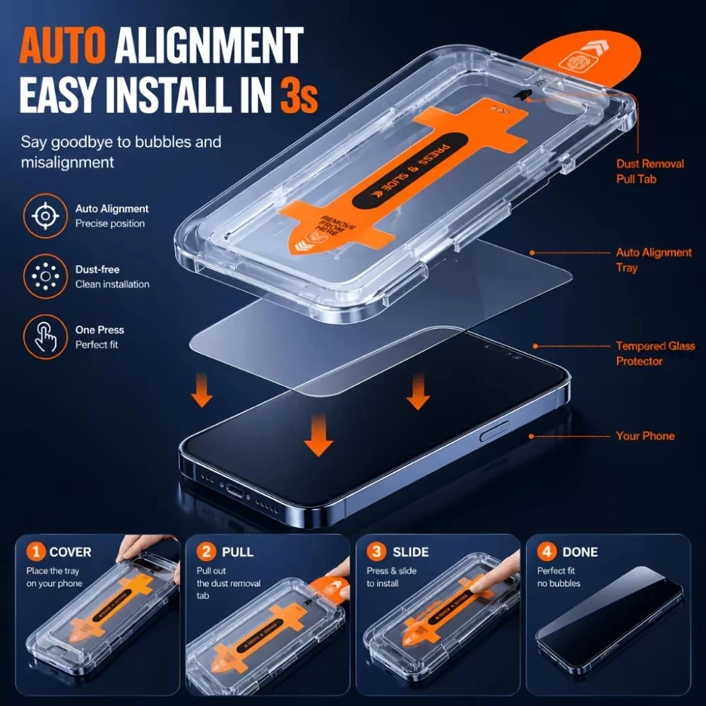 2Pcs HD Full Screen Protector For iPhone 16 12 14 13 Mini 18 15 11 17 Pro Max Tempered Glass Film For iPhone 16e Air XS Max XR X view 6
