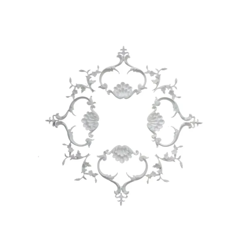 French Gypsum Ceiling Medallion – European Style Relief Flower Ceiling Decor for Living Room, Bedroom & Villa Hall