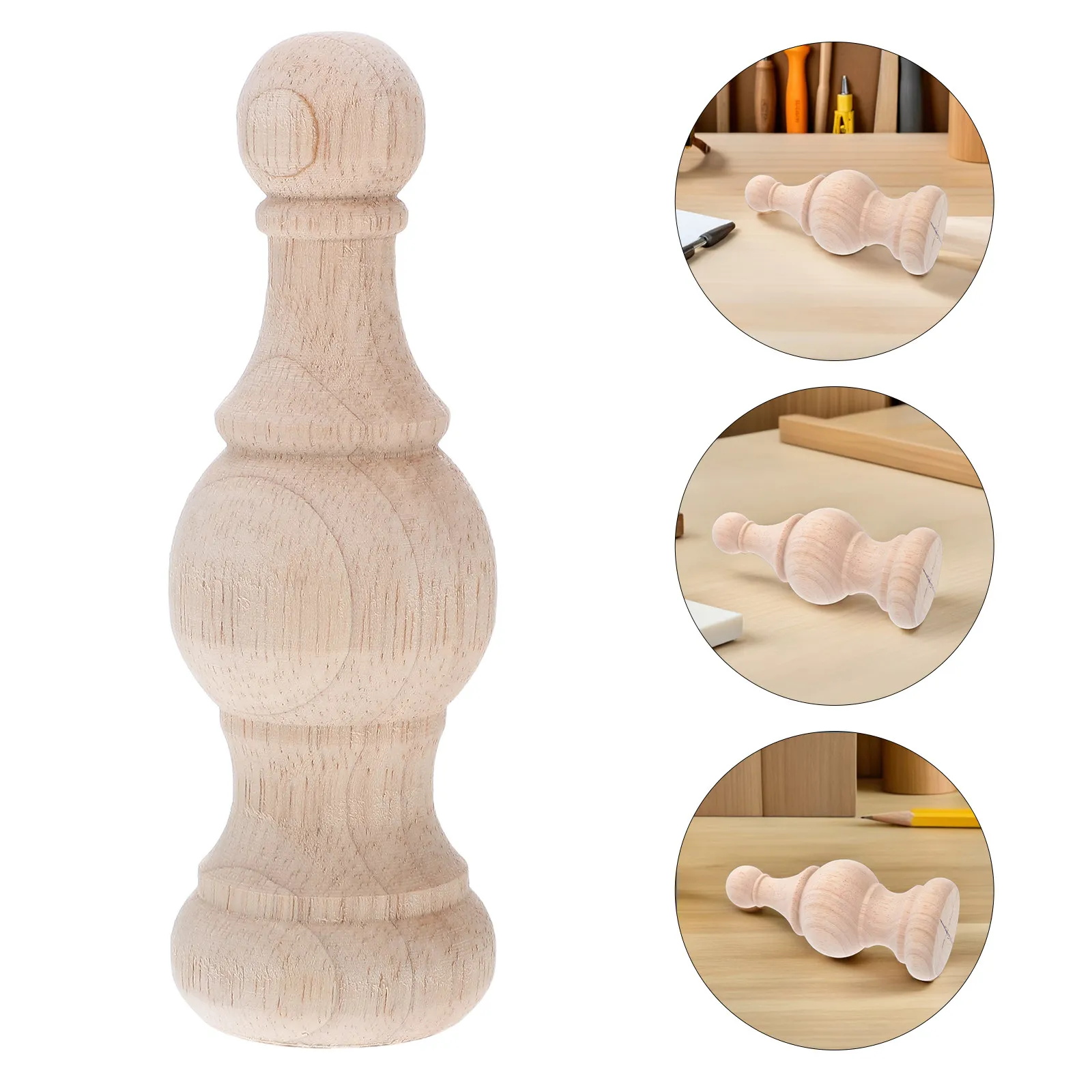 Wooden Bed Post Finial – Solid Wood Decorative Topper for Furniture, Stairs, Curtain Rods, DIY Accent, Unpainted, 5x15cm