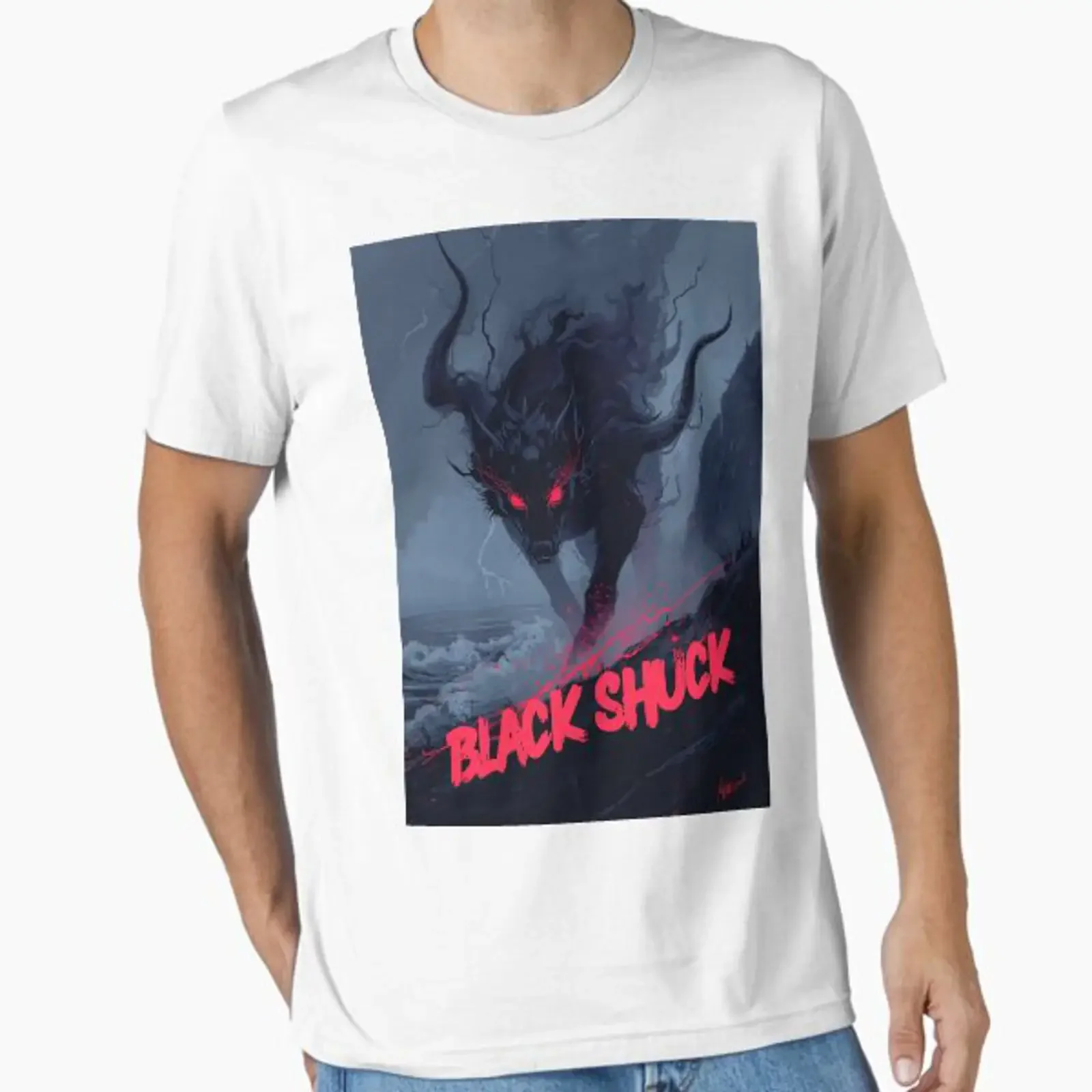 Ilustración de perro fantasma Black Shuck diseñada y vendida por LiveAmongstUs, estilo vintage, ligeramente cómodo, gráfico, unisex.
