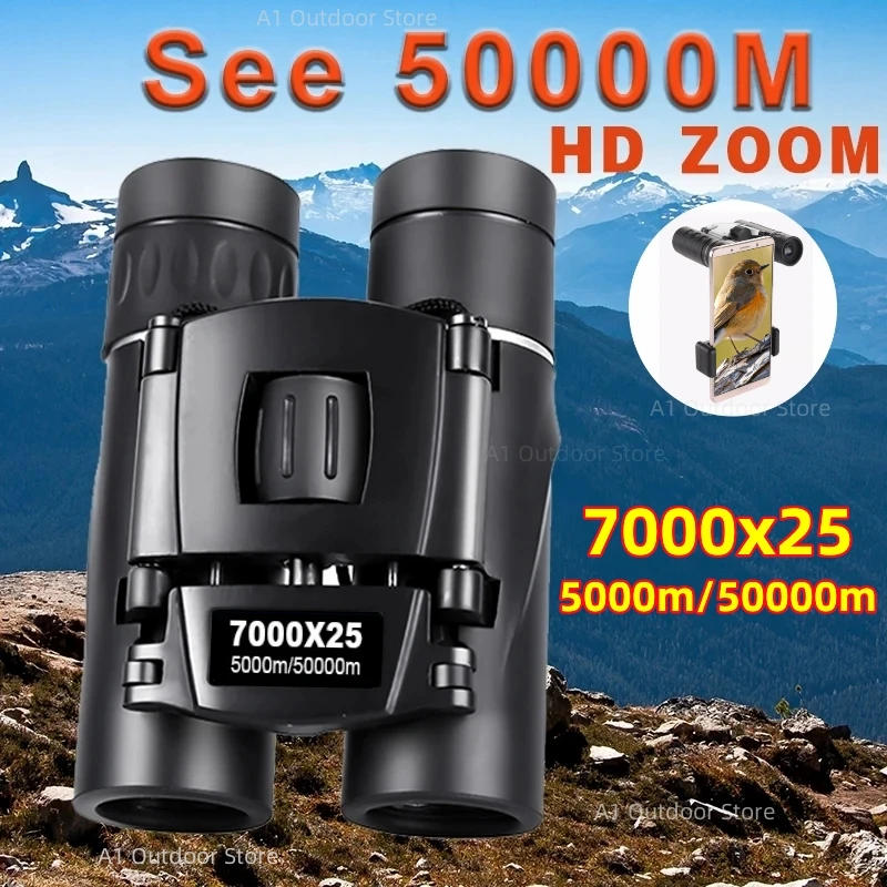 HD Mini Portable Powerful Binoculars Long Range BAK4 Telescope Jumelles Folding FMC BAK4 Optics for Outdoor Hunting Camping