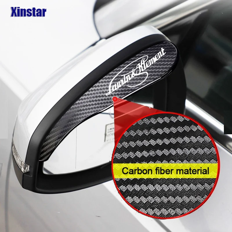 2X Laurin & Klement Carbon Fiber Car Rearview Mirror Eyebrower Sticker For Skoda Fabia Octavia Rapid Yeti Kamiq Scala Karoq