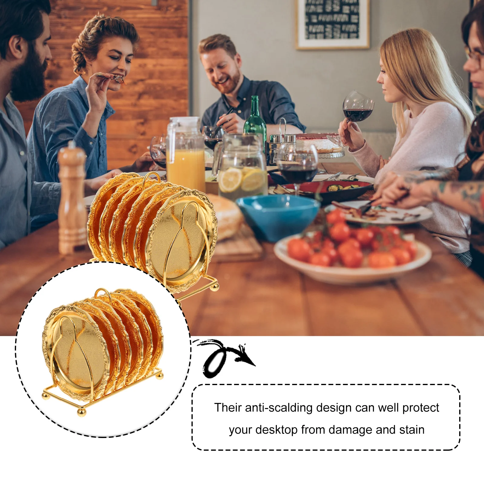 

Metal Carved Coasters Heat Insulation Cup Mat Decorate Pad Decorative Zinc Alloy