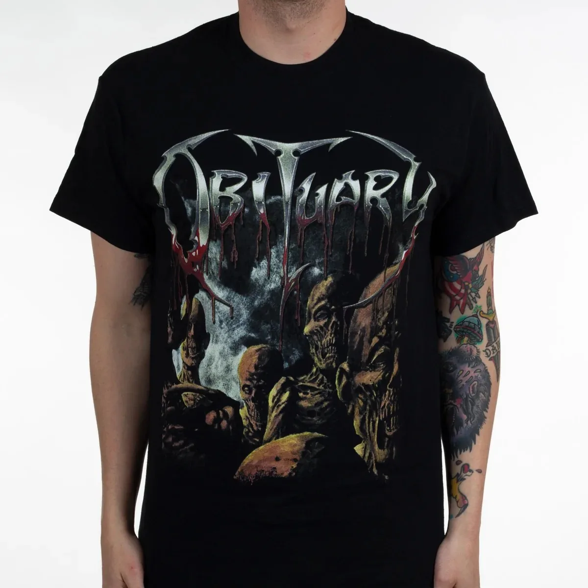 Zombie-Horde, dunkler Grafikdruck, Unisex-T-Shirt, Obituary Death Metal Band Fan Top – Detail 3