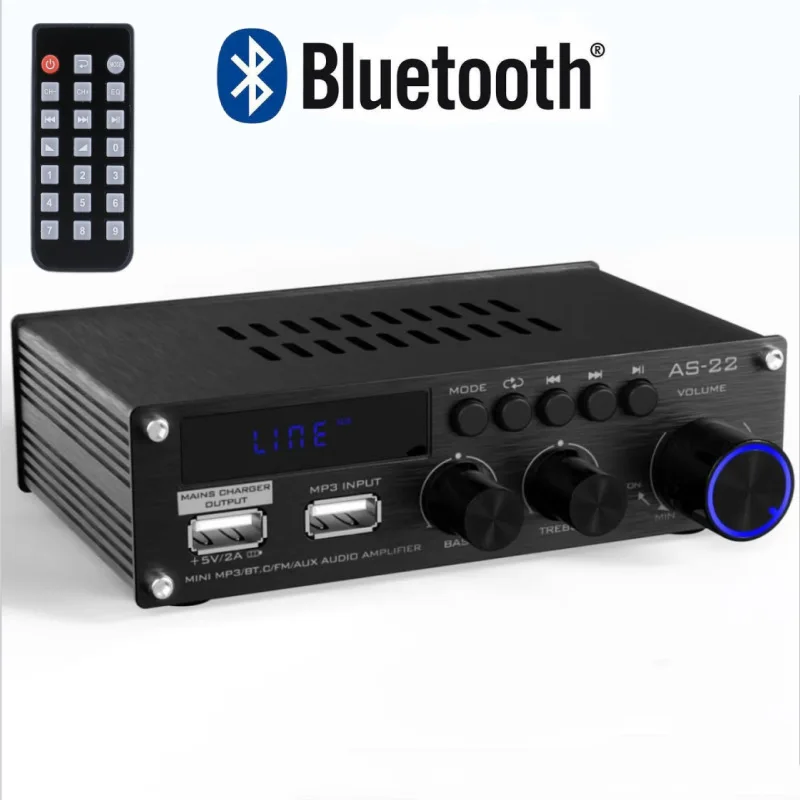 

AS-22 цифровой усилитель мощности Bluetooth U-дисковый кард-ридер радио 2,0-канальный автомобильный домашний небольшой усилитель мощности