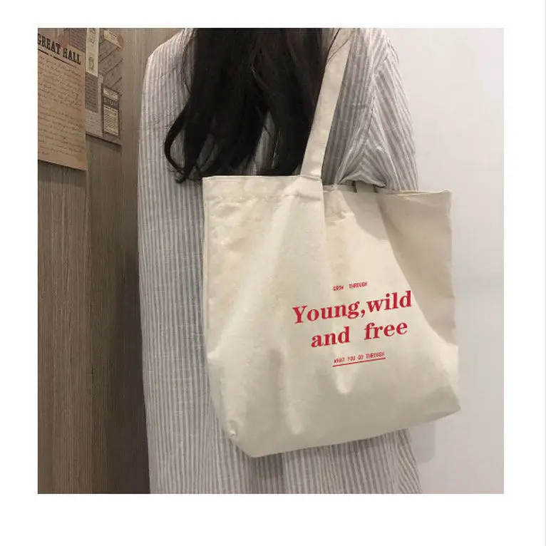 

Women's Bag Cheap Casual Large Capacity Shoulder Bags Shopper Canvas ugh letter Fashion Harajuku Zipper Print Ulzzang Handbags