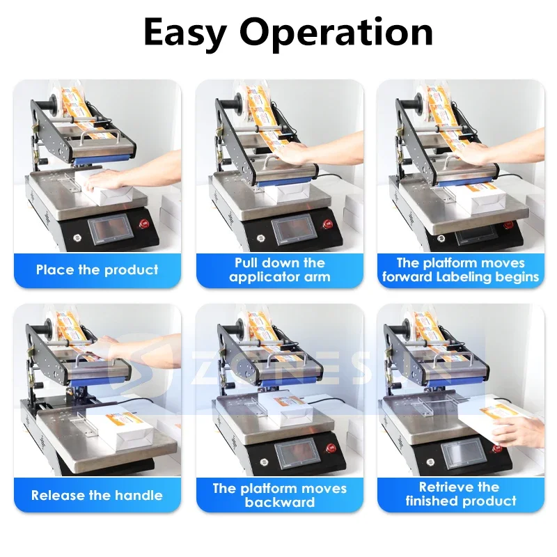 ZONESUN Flat Surface Labeling Machine Square Bottle Boxes Cartons Label Applicator Labeler ZS-TB4