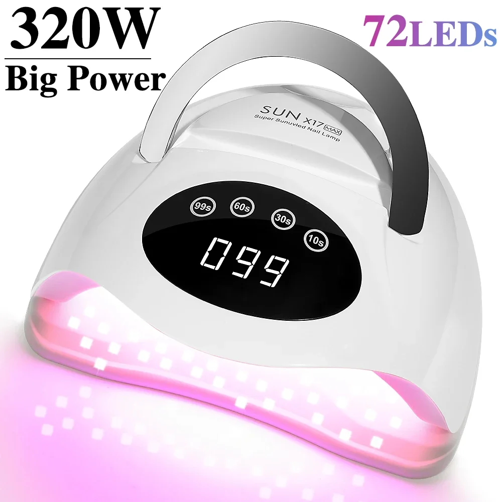 320W UV Light Dryer for Nails Gel Polish with 72 Lamp Beads 4 Timer Setting HD Display Screen Auto Sensor Professional Nail Lamp