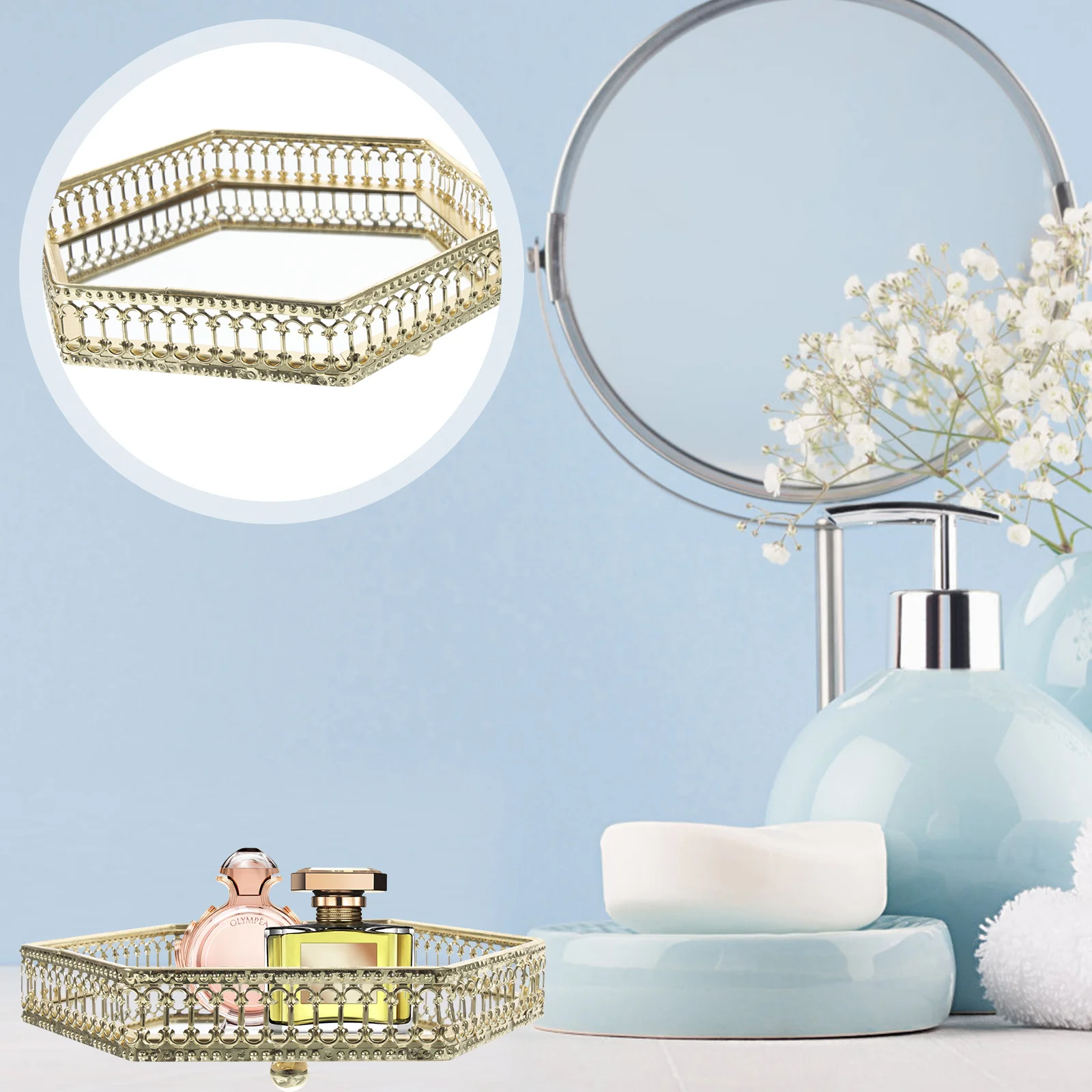 

Jewelry Tray Glass Vanity Tray Sundries Holder Ring Dish Makeup Lipstick Storage Trinket Dishes Decorative Ring Dish