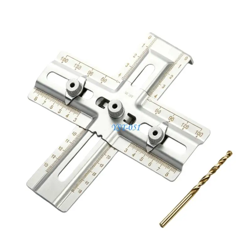 E15A Universal Hole Marker Mounting Jig For Installing Handles On Furniture And Woodworking Projects With 4Mm Drill Bit Guide