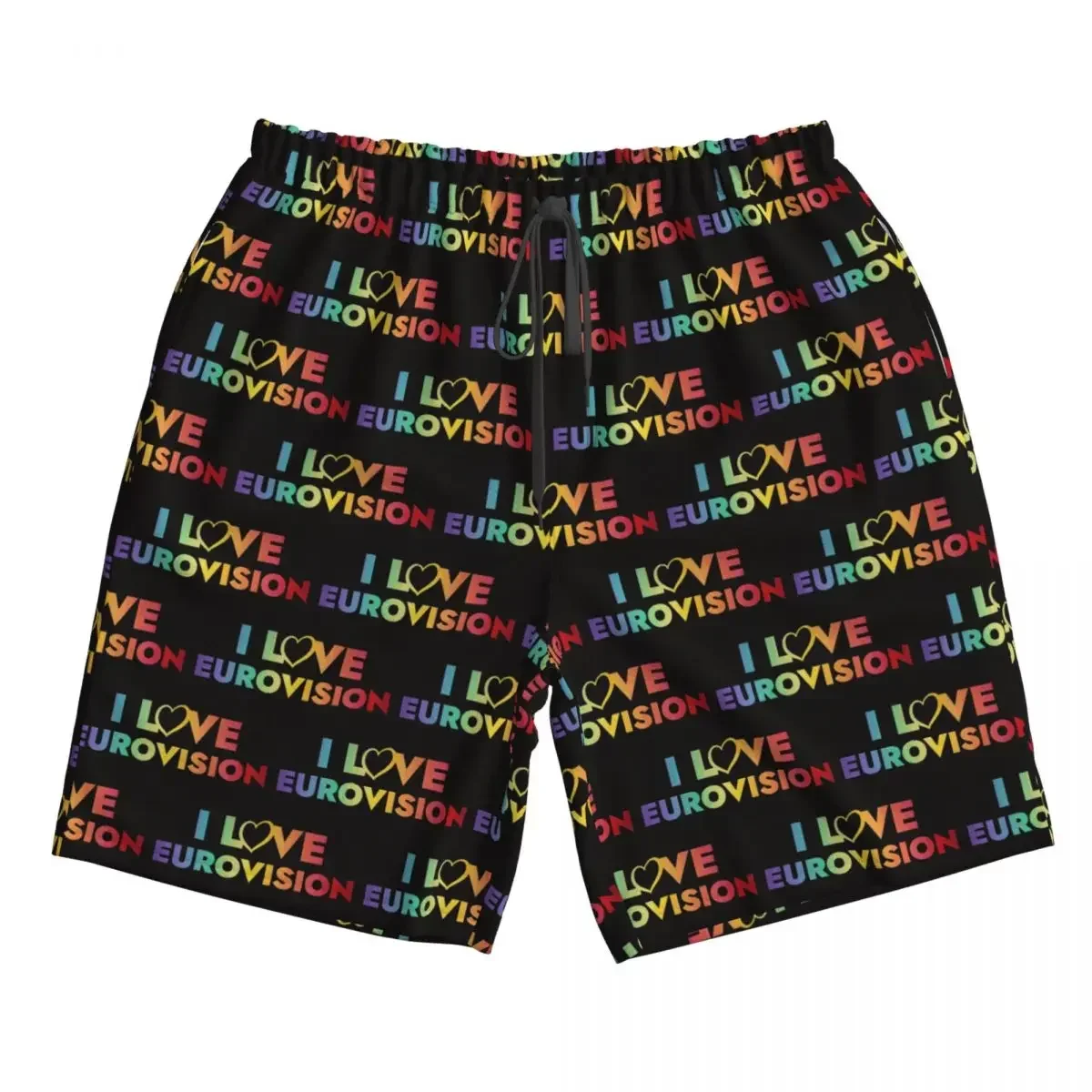 I Love Eurovision - Rainbow Pattern Trunks Beach Board Shorts Casual Quick Dry Swimming Summer Men Pants